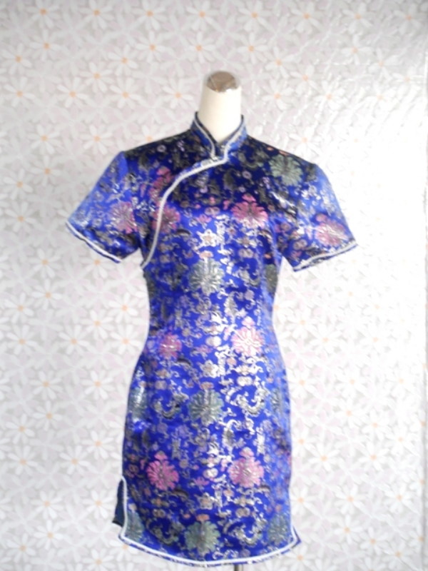 旗袍-16-中國藍短旗袍